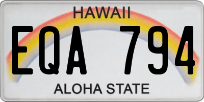 HI license plate EQA794