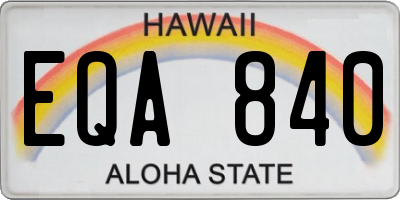 HI license plate EQA840