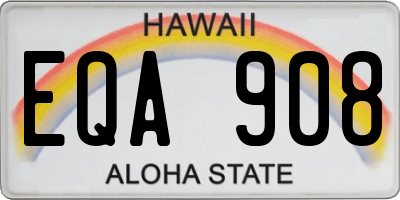 HI license plate EQA908