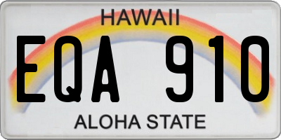 HI license plate EQA910