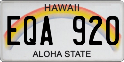 HI license plate EQA920