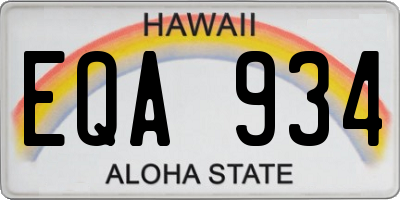 HI license plate EQA934