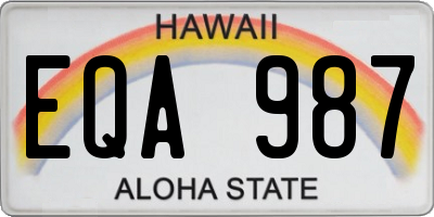 HI license plate EQA987