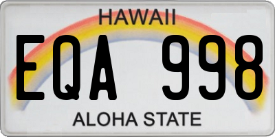 HI license plate EQA998