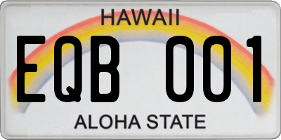 HI license plate EQB001