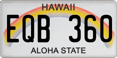 HI license plate EQB360