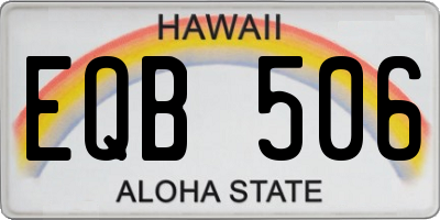 HI license plate EQB506