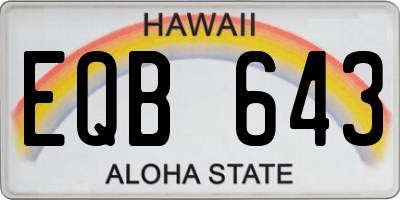 HI license plate EQB643