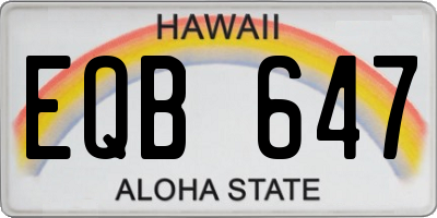 HI license plate EQB647
