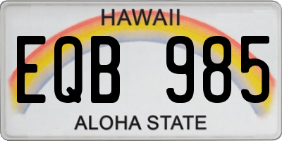 HI license plate EQB985