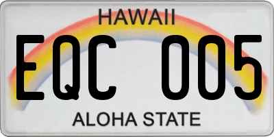 HI license plate EQC005