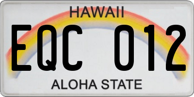 HI license plate EQC012