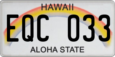 HI license plate EQC033