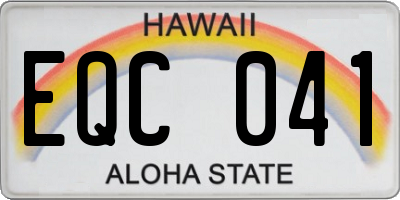 HI license plate EQC041