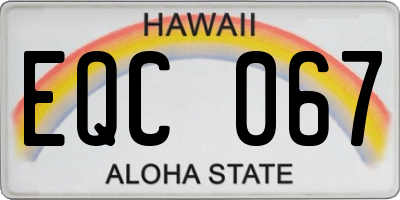 HI license plate EQC067