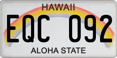 HI license plate EQC092