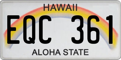 HI license plate EQC361