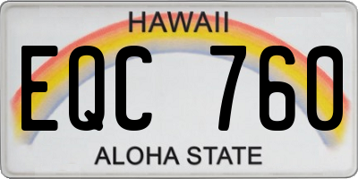 HI license plate EQC760