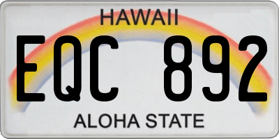 HI license plate EQC892