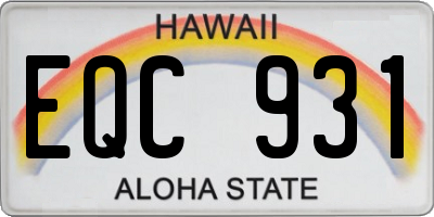HI license plate EQC931