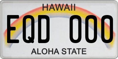 HI license plate EQD000