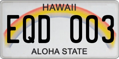 HI license plate EQD003