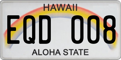 HI license plate EQD008