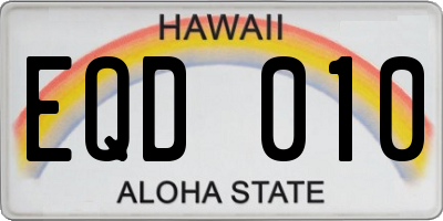 HI license plate EQD010
