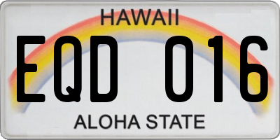 HI license plate EQD016