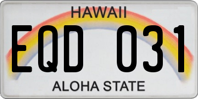 HI license plate EQD031