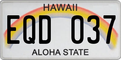 HI license plate EQD037