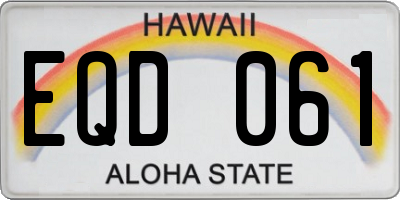 HI license plate EQD061