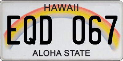 HI license plate EQD067