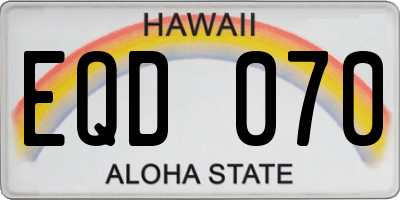 HI license plate EQD070