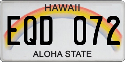 HI license plate EQD072