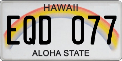 HI license plate EQD077