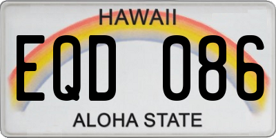 HI license plate EQD086