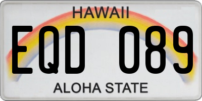 HI license plate EQD089