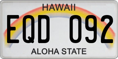 HI license plate EQD092