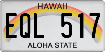 HI license plate EQL517