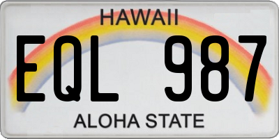 HI license plate EQL987