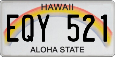 HI license plate EQY521