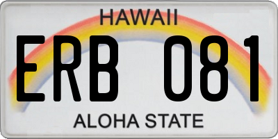 HI license plate ERB081