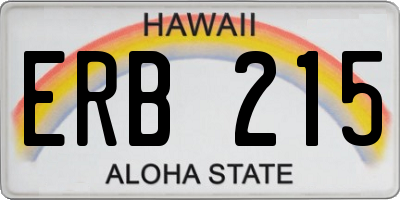 HI license plate ERB215