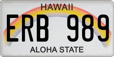 HI license plate ERB989