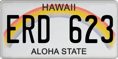 HI license plate ERD623