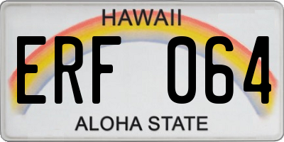 HI license plate ERF064