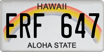 HI license plate ERF647