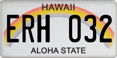 HI license plate ERH032
