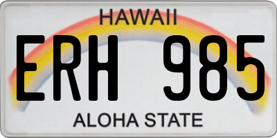 HI license plate ERH985